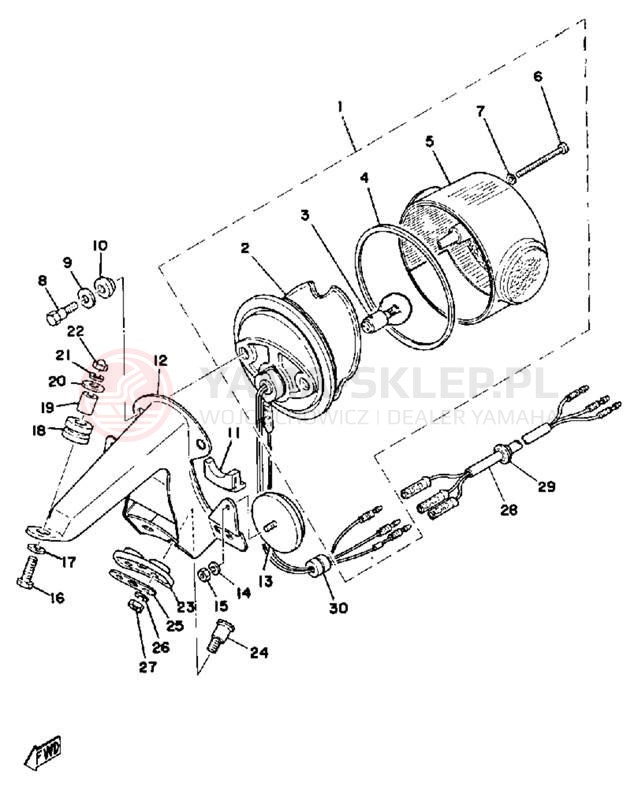 Schemat "lampa tył" do Yamaha DT100C