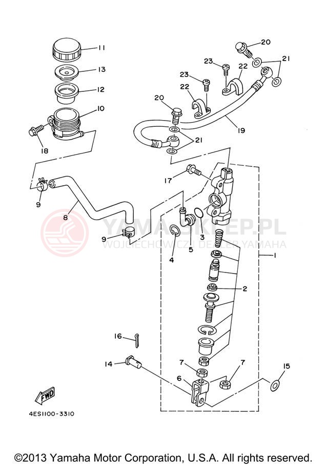 Schemat "Pompa hamulcowa tył" do Yamaha YZ85 YZ85V