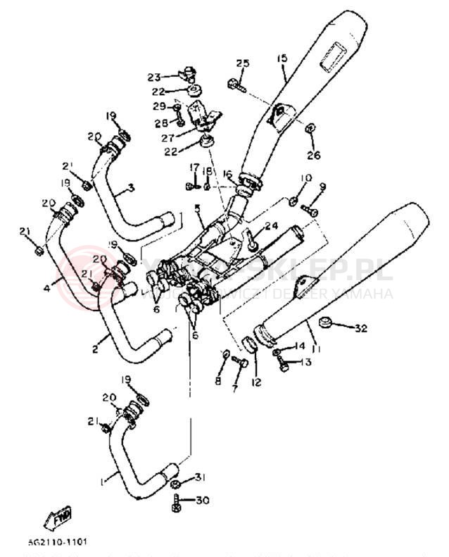 Schemat "Wydech końcowy" do Yamaha XJ750RK