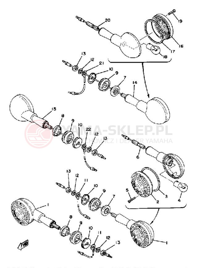Schemat "kierunkowskazy" do Yamaha XS400-2E