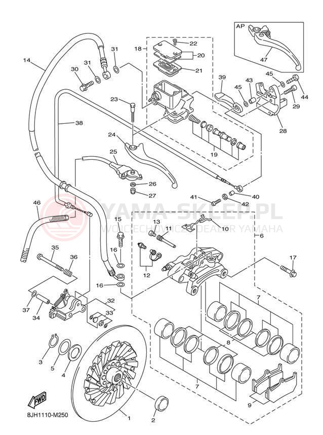 Schemat "hamulec" do Yamaha FX NYTRO FX10DL
