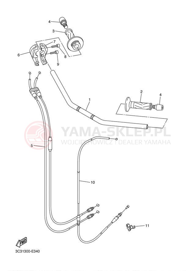 Schemat "Kierownica i osprzęt" do Yamaha FZ-1 CA FZS10VC/FZS10V