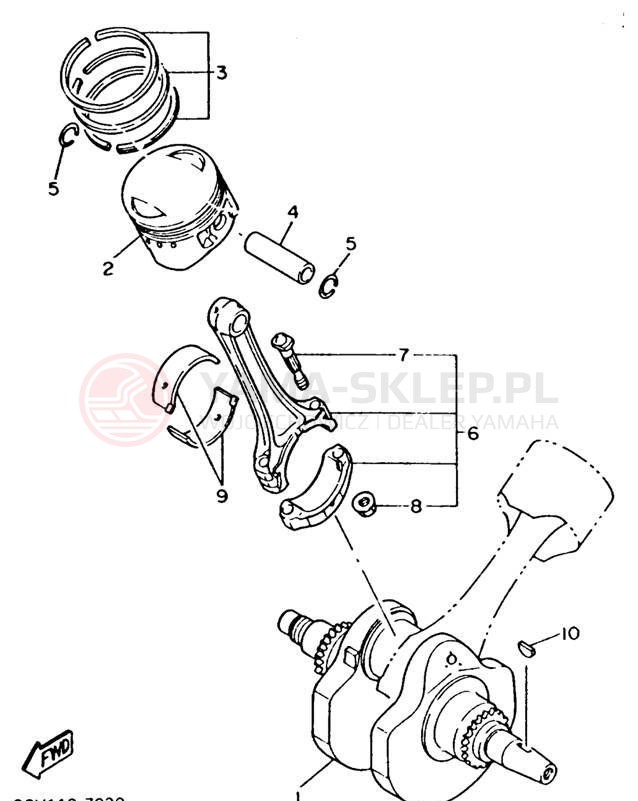 Schemat "Wał korbowy, tłok" do Yamaha VIRAGO 535 XV535E/XV535EC