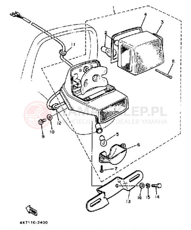 Schemat "lampa tył" do Yamaha VIRAGO 750 XV750K