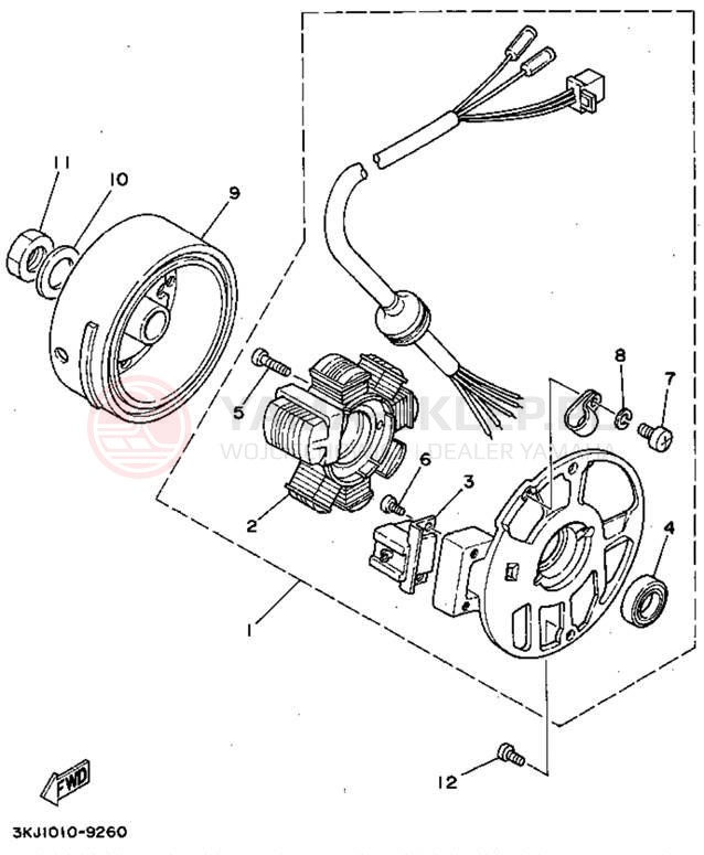 Schemat "prądnica" do Yamaha JOG CY50F