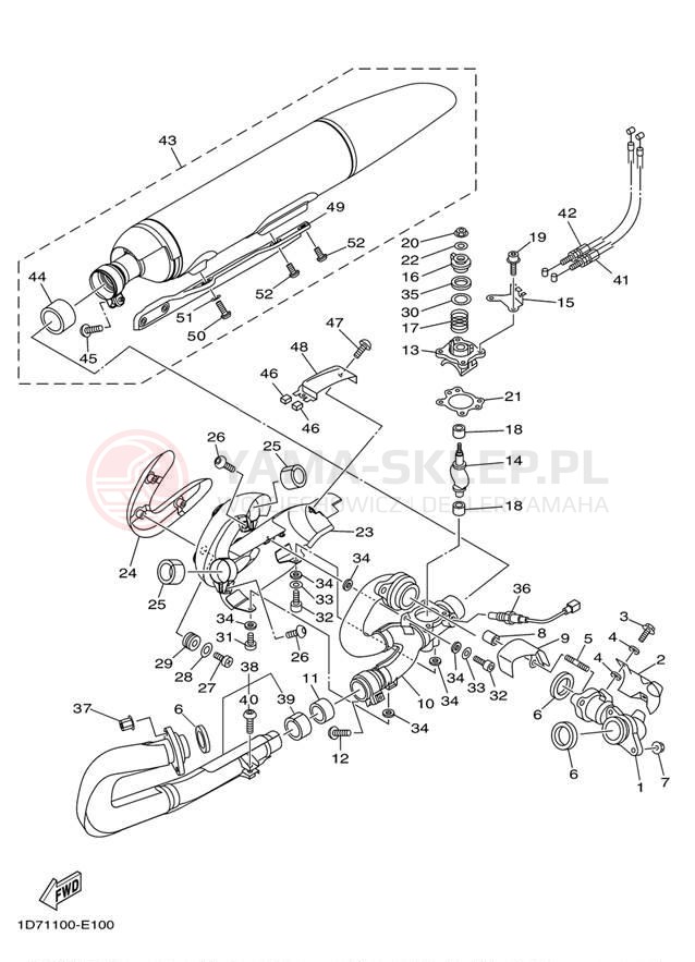 Schemat "Wydech końcowy" do Yamaha ROADLINER S XV19SW/XV19SWC