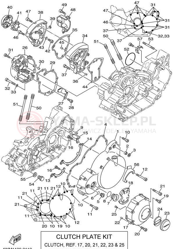 Schemat "Pokrywa silnika" do Yamaha ROAD STAR XV1600AP/XV1600APC