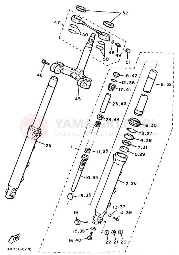 Schemat "Amortyzatory przód" do Yamaha V-MAX 1200 VMX12AC/VMX12A