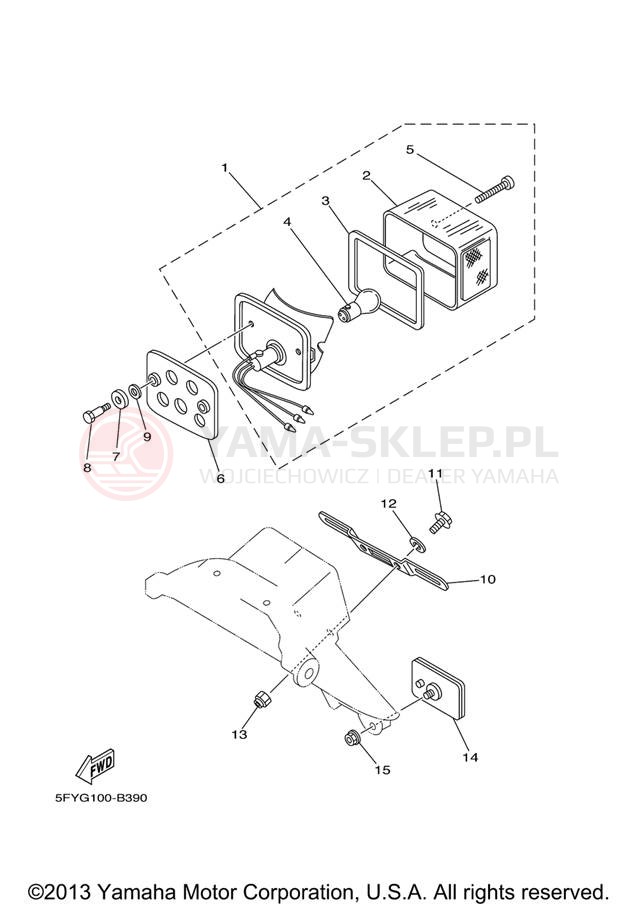 Schemat "lampa tył" do Yamaha TW200 TW200V/TW200VC