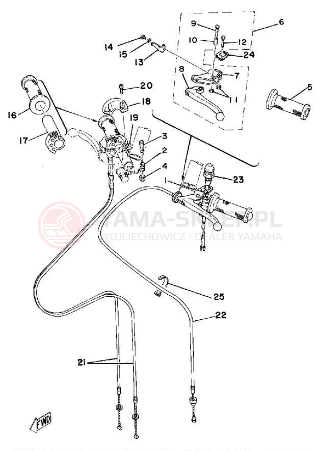 Schemat "Kierownica i osprzęt" do Yamaha TZ250F