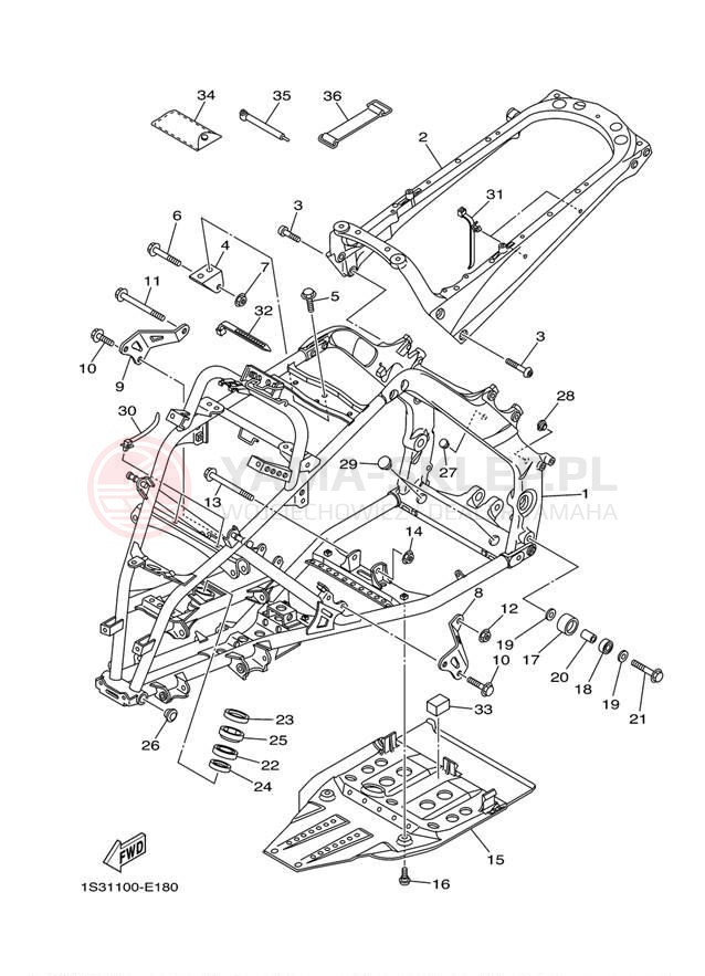 Schemat "rama" do Yamaha RAPTOR 700 YFM70RW