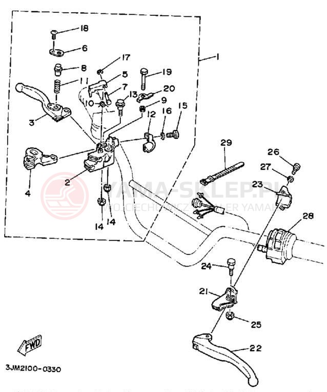 Schemat "Kierownica i osprzęt" do Yamaha BLASTER YFS200B