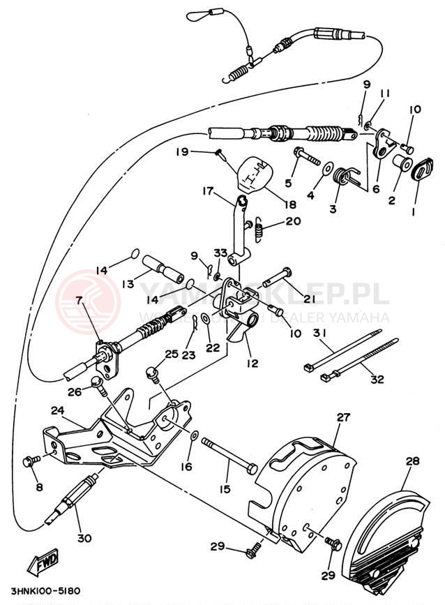 Schemat "Dźwignia zmiany biegów, wałek" do Yamaha BIG BEAR 4WD YFM350FWG