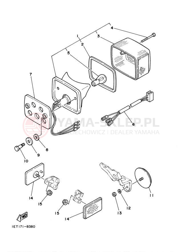 Schemat "lampa tył" do Yamaha XT350 XT350M/XT350MC