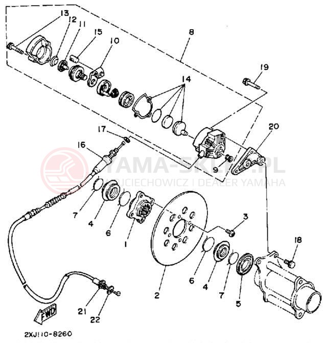 Schemat "Zacisk hamulcowy tylny" do Yamaha BLASTER YFS200W