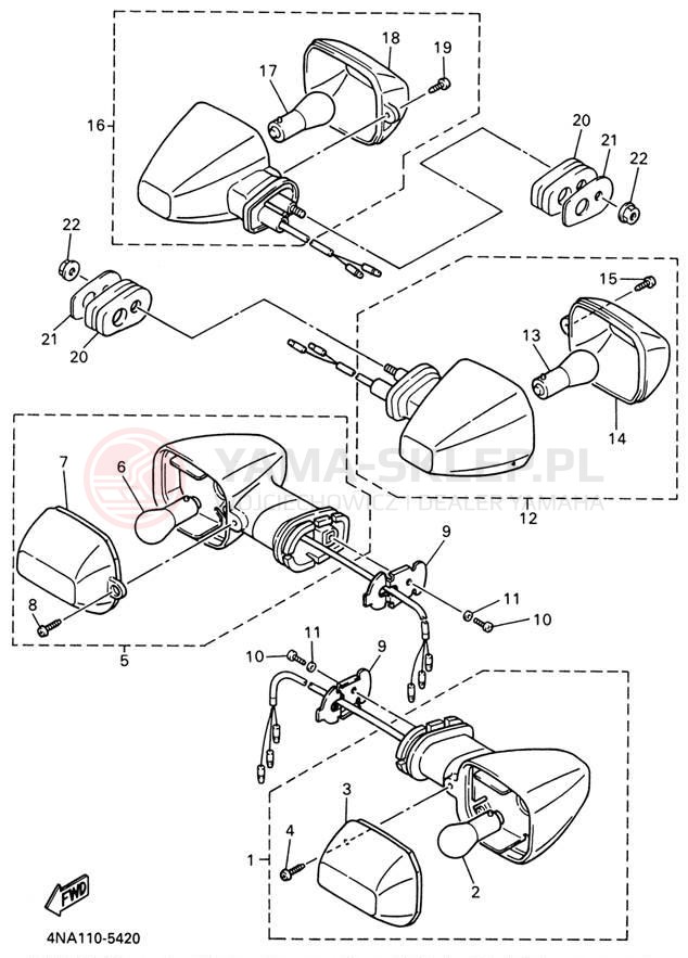 Schemat "kierunkowskazy" do Yamaha YZF600R YZF600RN/YZF600RNC