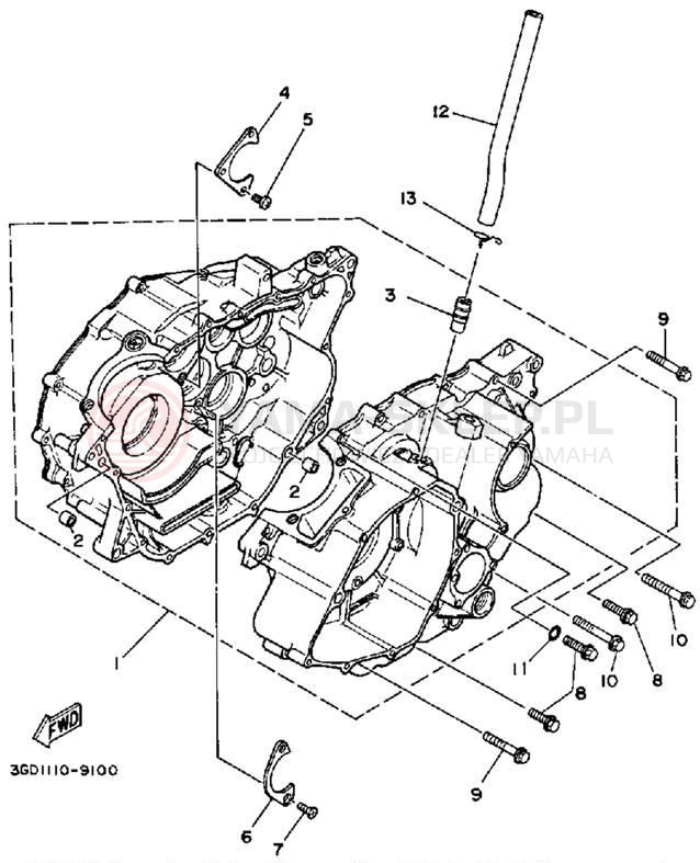 Schemat "Obudowa silnika" do Yamaha WARRIOR YFM350XB