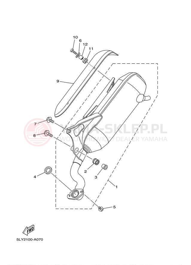 Schemat "Wydech końcowy" do Yamaha VINO CLASSIC YJ50RAR