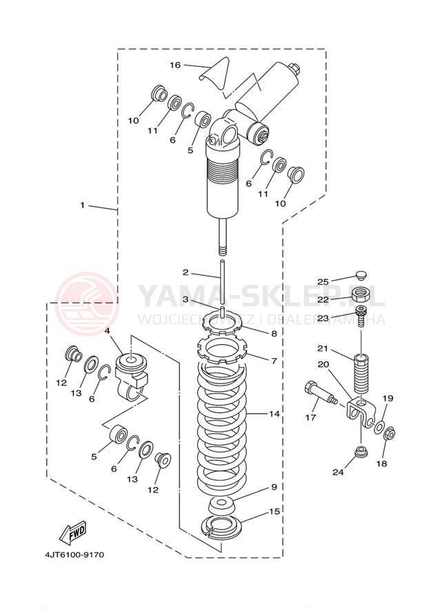 Schemat "zawieszenie tył" do Yamaha TZ125M