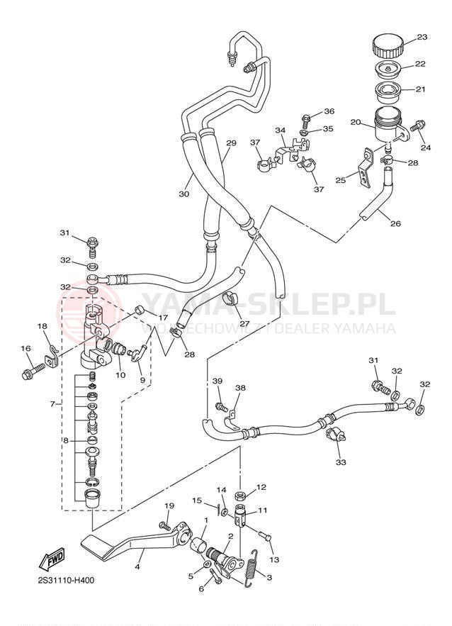Schemat "Pompa hamulcowa tył" do Yamaha V MAX VMX17YB/VMX17YCB