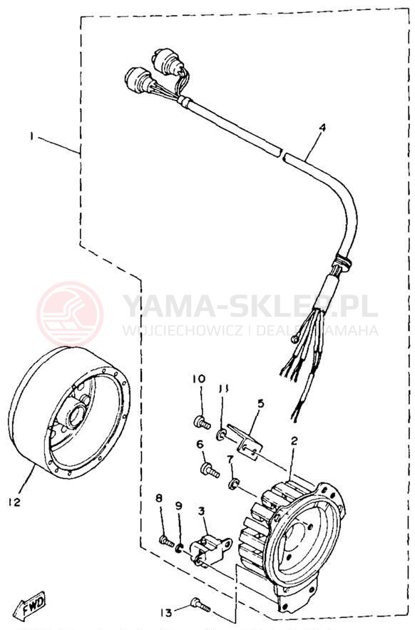 Schemat "prądnica" do Yamaha MOTO-4 YFM225S