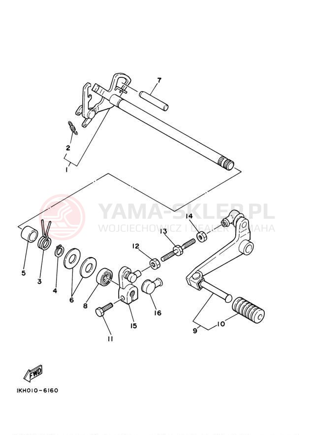 Schemat "Dźwignia zmiany biegów, wałek" do Yamaha XT225 XT225RC/XT225R