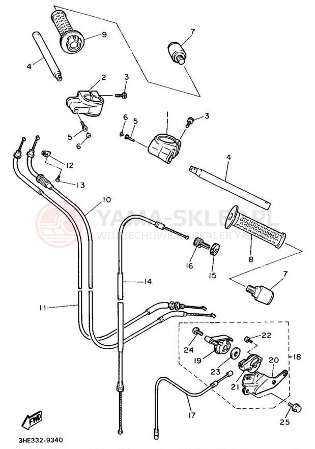 Schemat "Kierownica i osprzęt" do Yamaha FZR600W