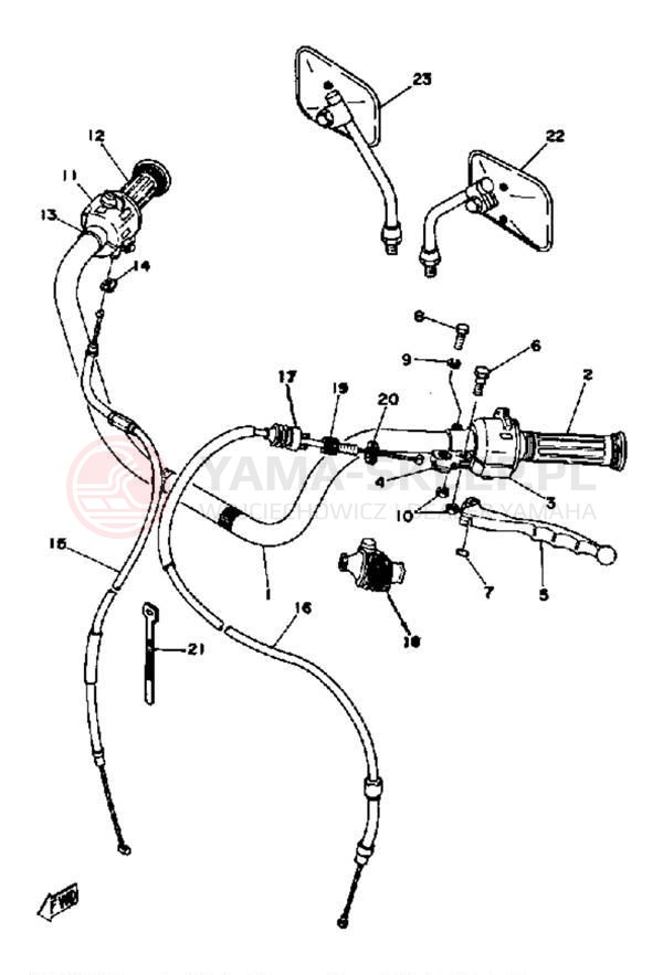 Schemat "Kierownica i osprzęt" do Yamaha XS650SG