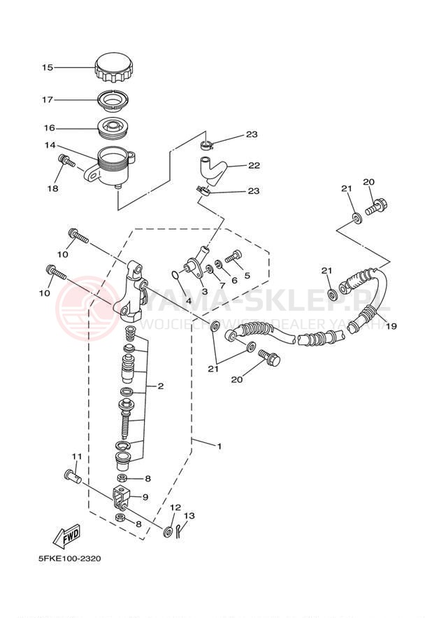 Schemat "Pompa hamulcowa tył" do Yamaha BANSHEE SP YFZ350SPV