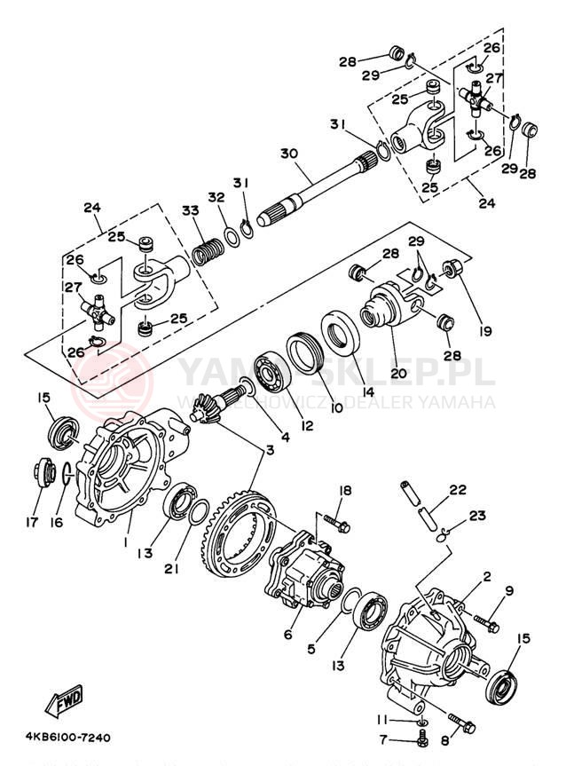 Schemat "Wał napędowy przód" do Yamaha BIG BEAR 4WD YFM350FWBJ