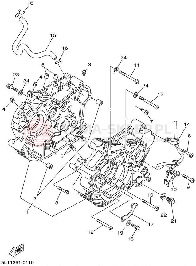 Schemat "Obudowa silnika" do Yamaha VIRAGO 250 XV250P/XV250PC