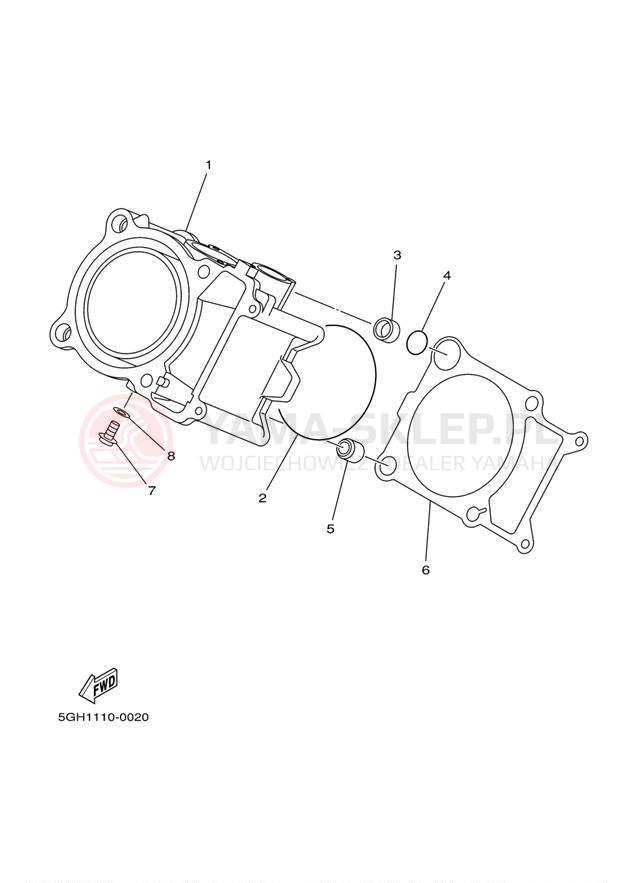 Schemat "cylinder" do Yamaha GRIZZLY 400 YFM4FGW