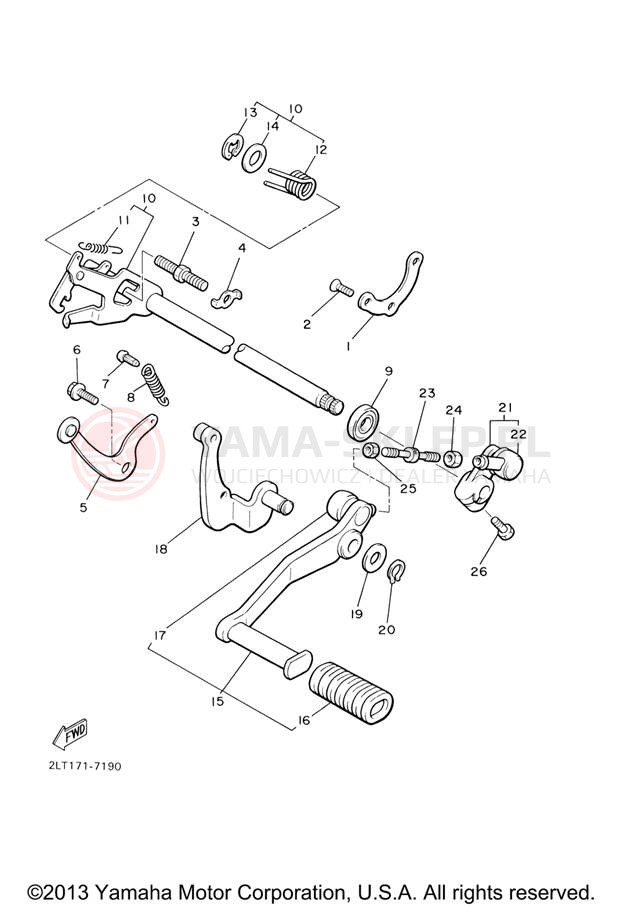Schemat "Dźwignia zmiany biegów, wałek" do Yamaha V-MAX VMX12VC/VMX12V