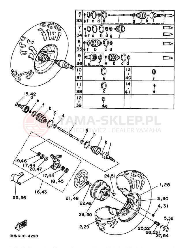 Schemat "Koło przód" do Yamaha BIG BEAR 4WD YFM350FWJ