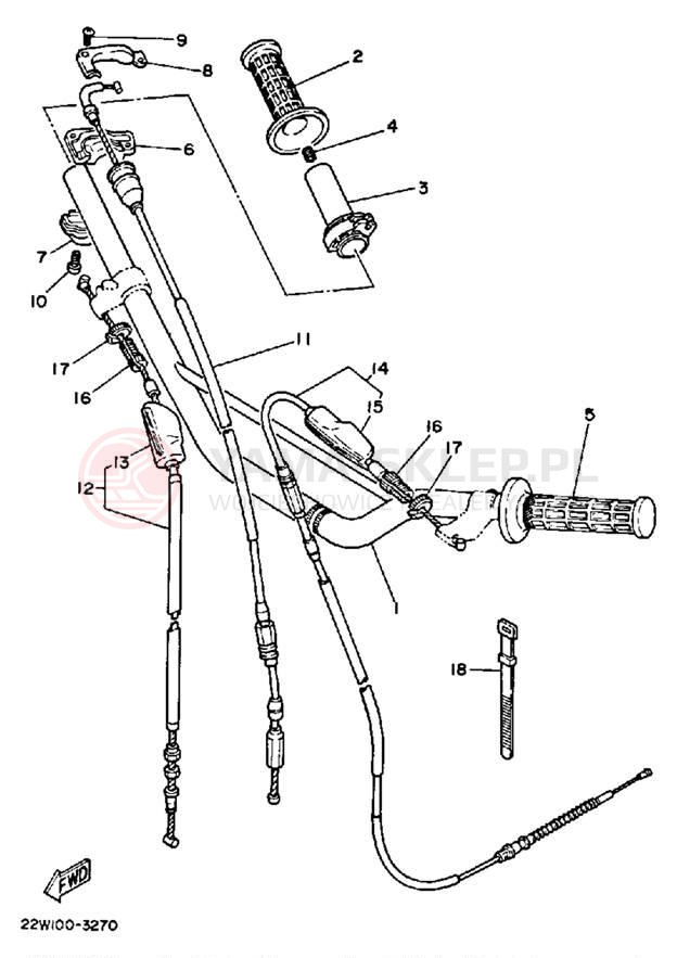 Schemat "Kierownica i osprzęt" do Yamaha YZ80N