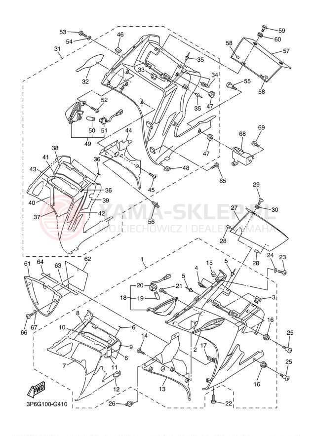 Schemat "elementy nadwozia" do Yamaha FJR1300A FJR13AXCB/FJR13AXB