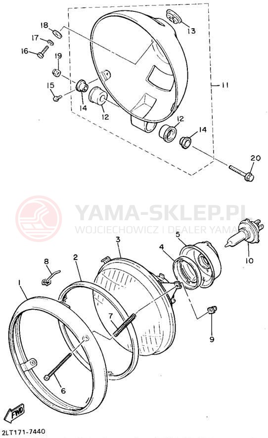 Schemat "Lampa przód" do Yamaha V-MAX 1200 VMX12G/VMX12GC