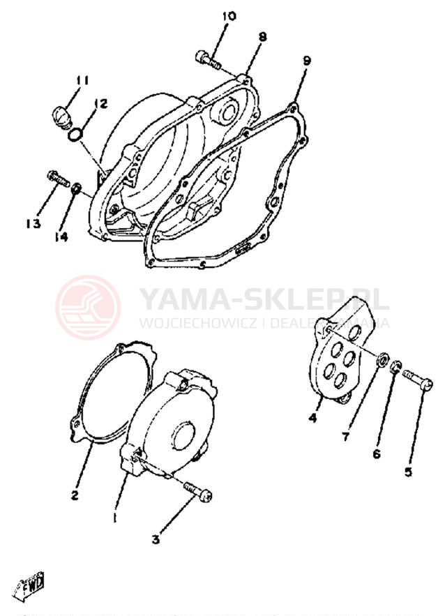 Schemat "Pokrywa silnika" do Yamaha YZ250G