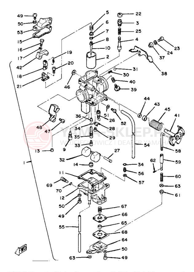 Schemat "Gaźnik" do Yamaha XT250J