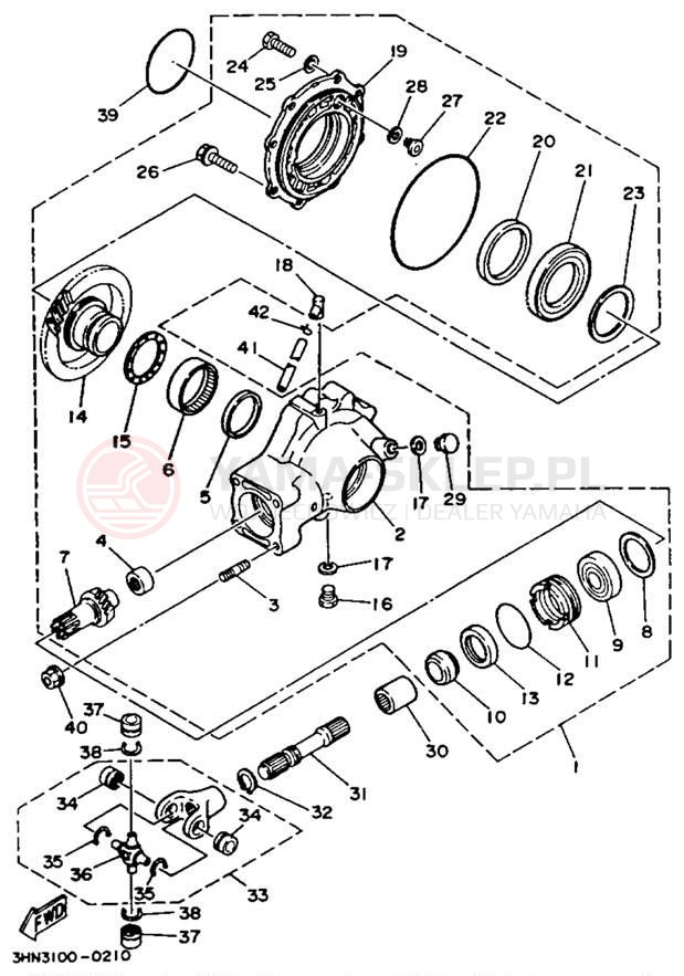 Schemat "Wał napędowy" do Yamaha BIG BEAR 4WD YFM350FWE