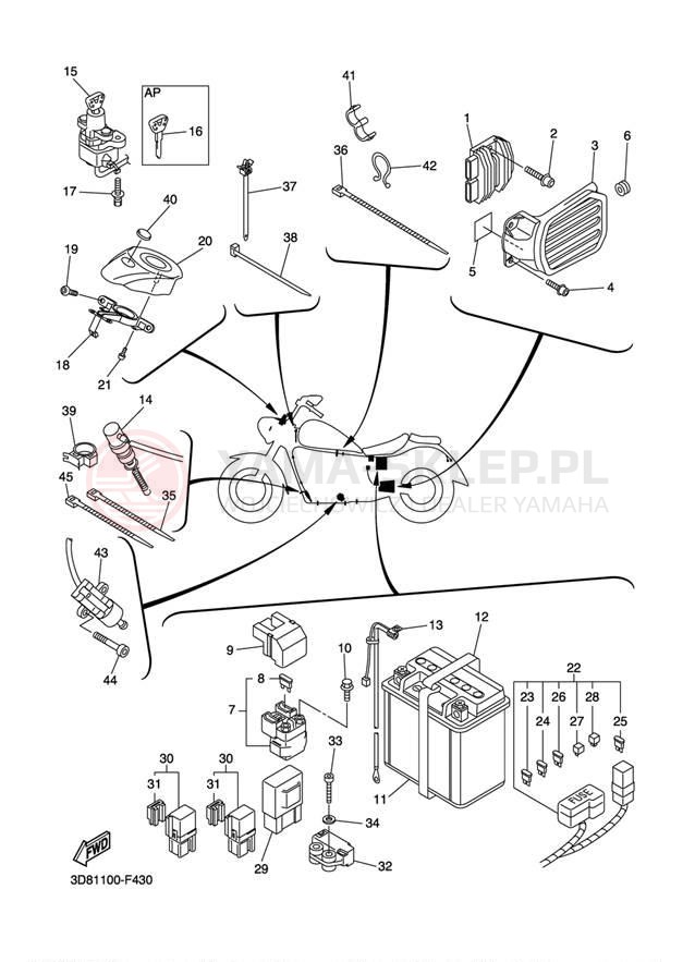 Schemat "układ elektryczny" do Yamaha V STAR 1300 XVS13AW/XVS13AWC