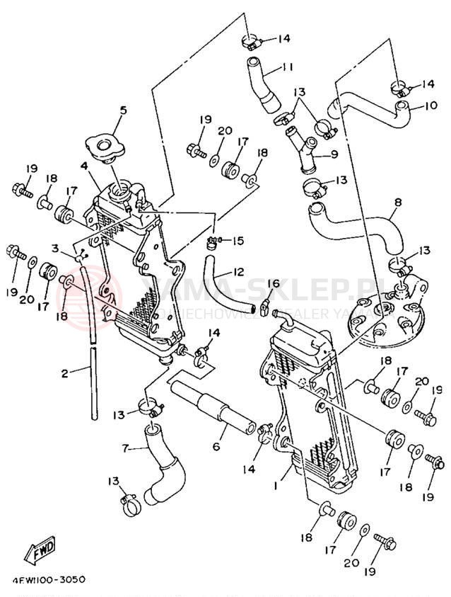 Schemat "Układ chlodzenia" do Yamaha YZ250E1
