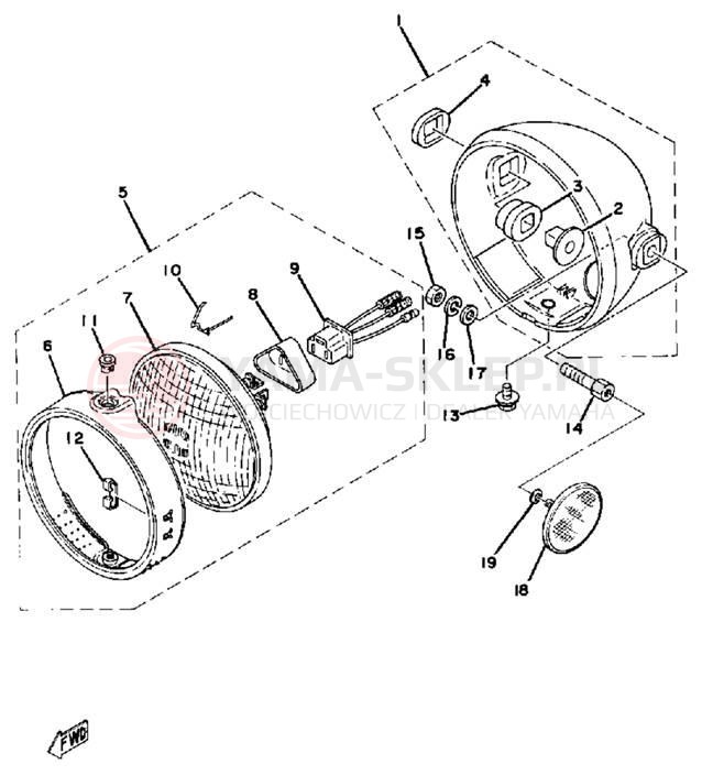 Schemat "Lampa przód" do Yamaha DT250E/DT400E