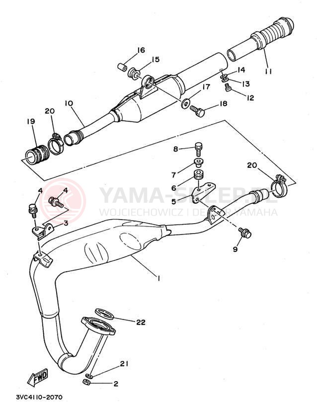 Schemat "Wydech końcowy" do Yamaha RT180K
