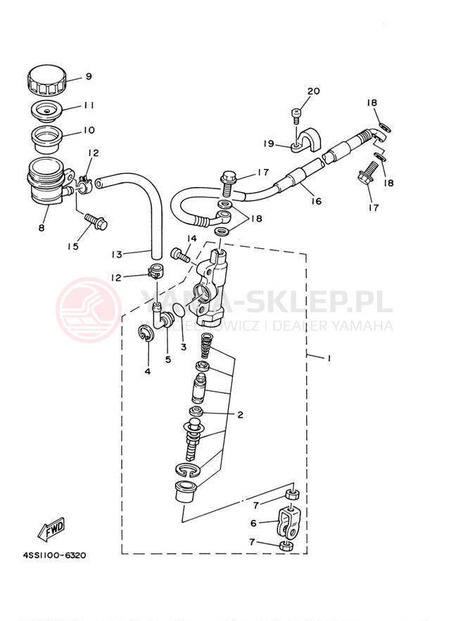 Schemat "Pompa hamulcowa tył" do Yamaha YZ250 YZ250N1