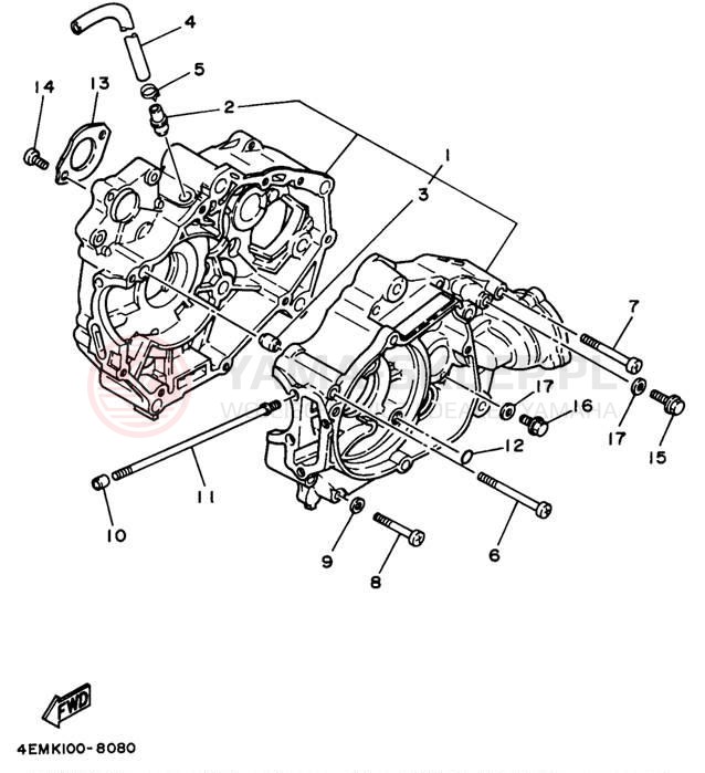 Schemat "Obudowa silnika" do Yamaha BADGER YFM80K