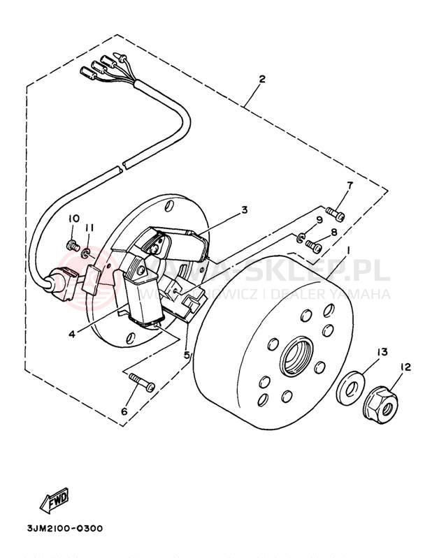 Schemat "prądnica" do Yamaha BLASTER YFS200J_MN