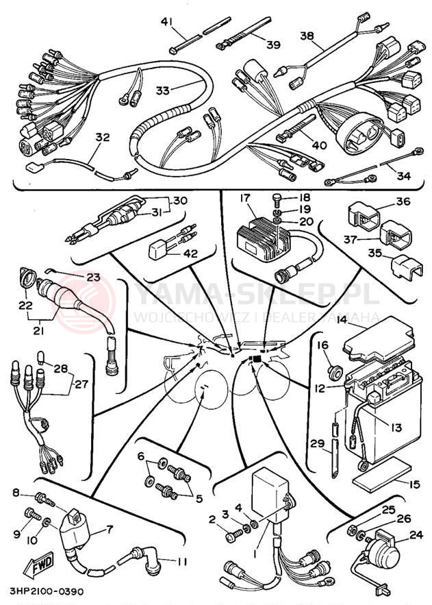 Schemat "układ elektryczny" do Yamaha MOTO-4 YFM350ERF