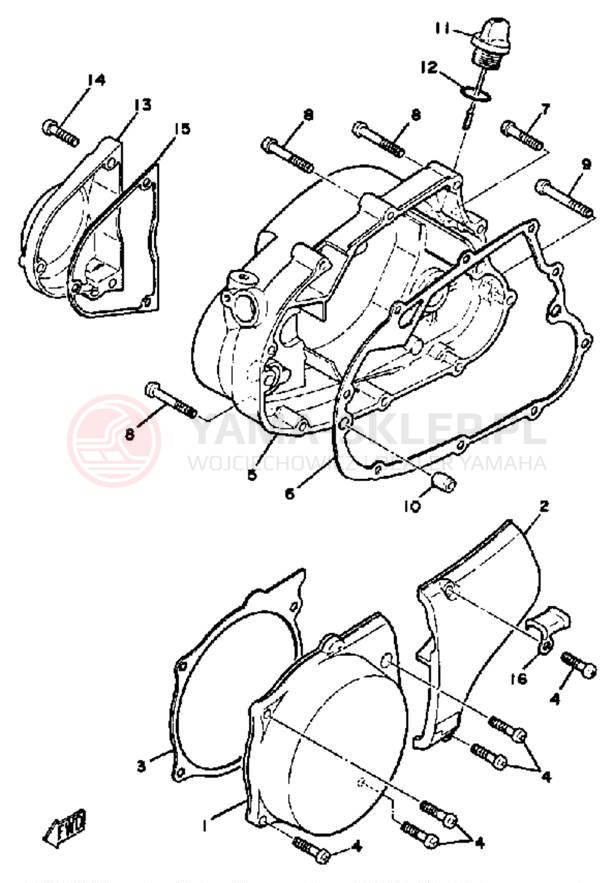 Schemat "Pokrywa silnika" do Yamaha DT100H