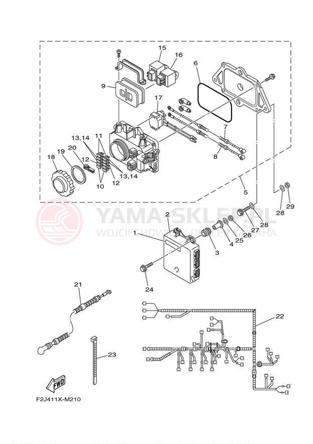 Schemat "układ elektryczny" do Yamaha 212SS XAT1800CLM